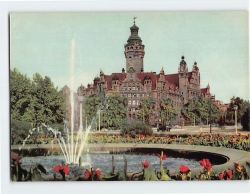 Postcard the new townhall - townhall, fair
